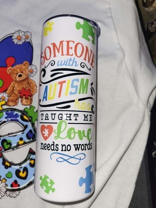 Set autism t shirt SIZE LARGE ,Tumbler , Pen