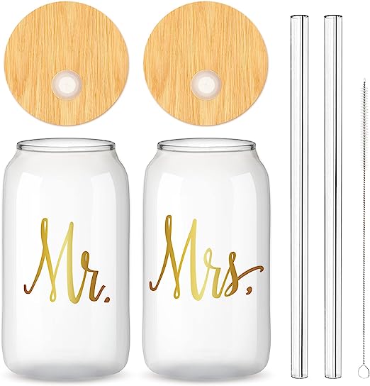 Mr and Mrs Glass Cups